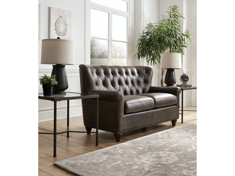 Charlie Tufted Leather Loveseat - Image 7
