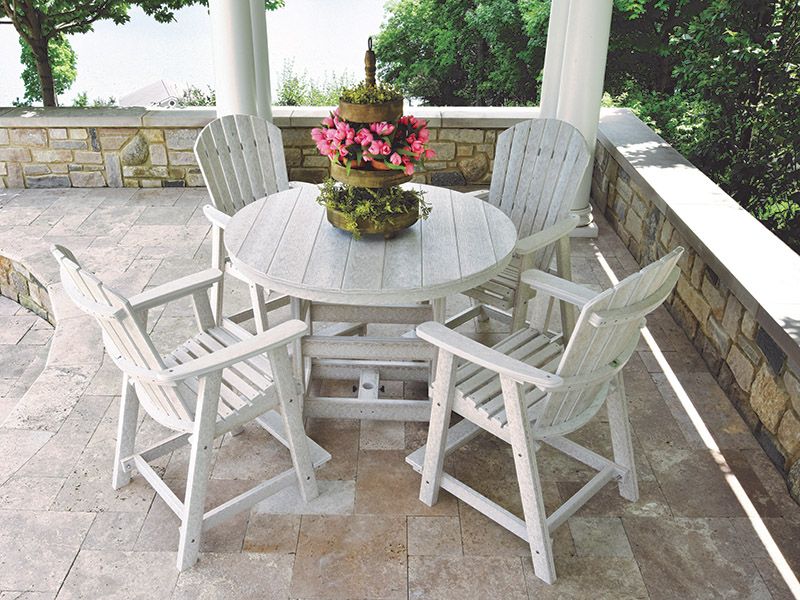 Garden Classic Recycled Plastic 48'' Wide Round Counter Height Table with Umbrella Hole - Image 3