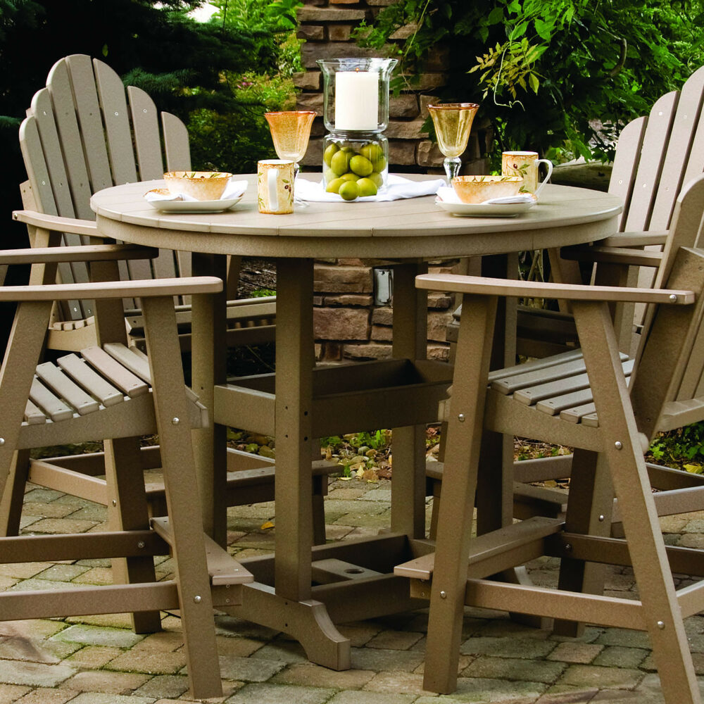Garden Classic Recycled Plastic 48'' Wide Round Counter Height Table with Umbrella Hole - Image 2