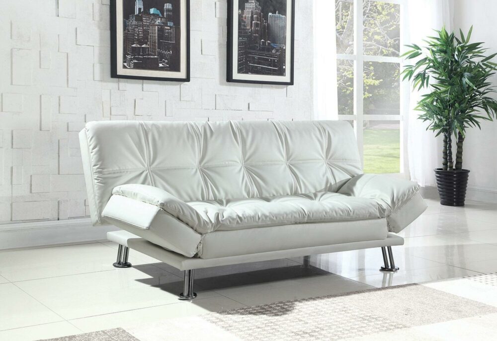 Dilleston Tufted Back Upholstered Sofa Bed White - Image 2