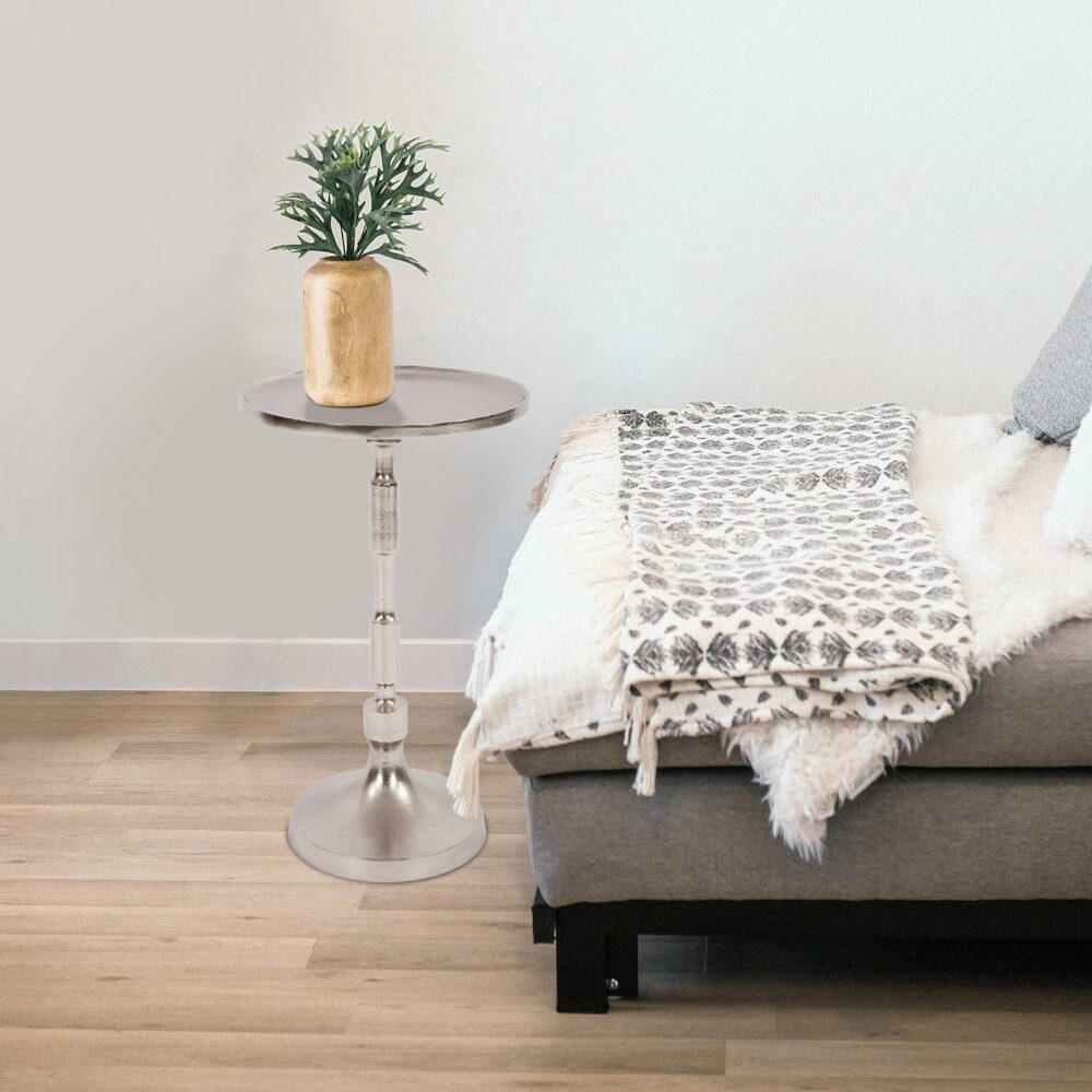 Candlestick Nickel Martini Table - Image 3