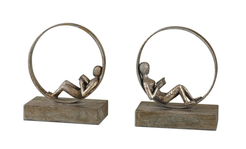 Lounging Reader Bookends Set of 2