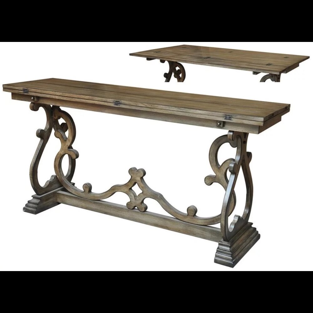 Monticello Shaped Leg Flip Out Sofa Table - Image 2