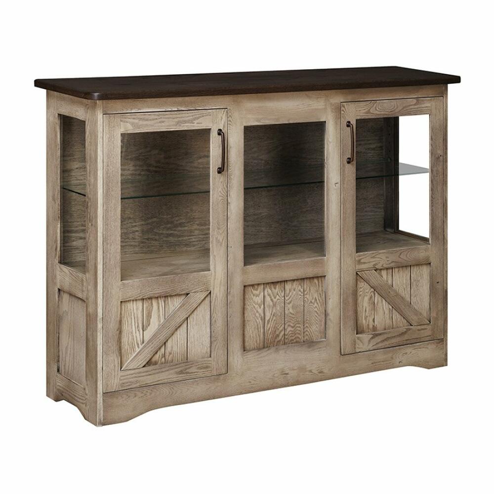Farmstead Server With Glass Doors And Shelf