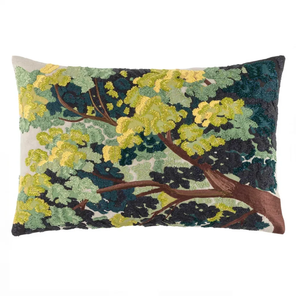 Terra Embroidered Green Decorative Pillow Lumbar