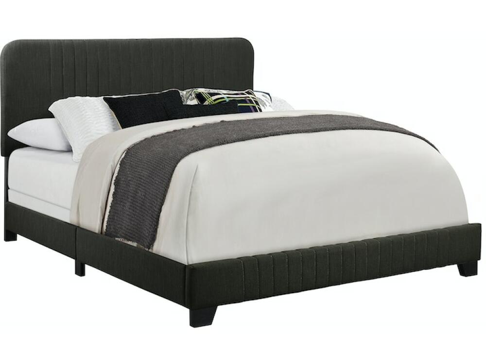 Mid-Century All-in-One Queen Bed with Channeled Headboard & Footboard in Dupree Steel DS-D121-290-500 - Image 2