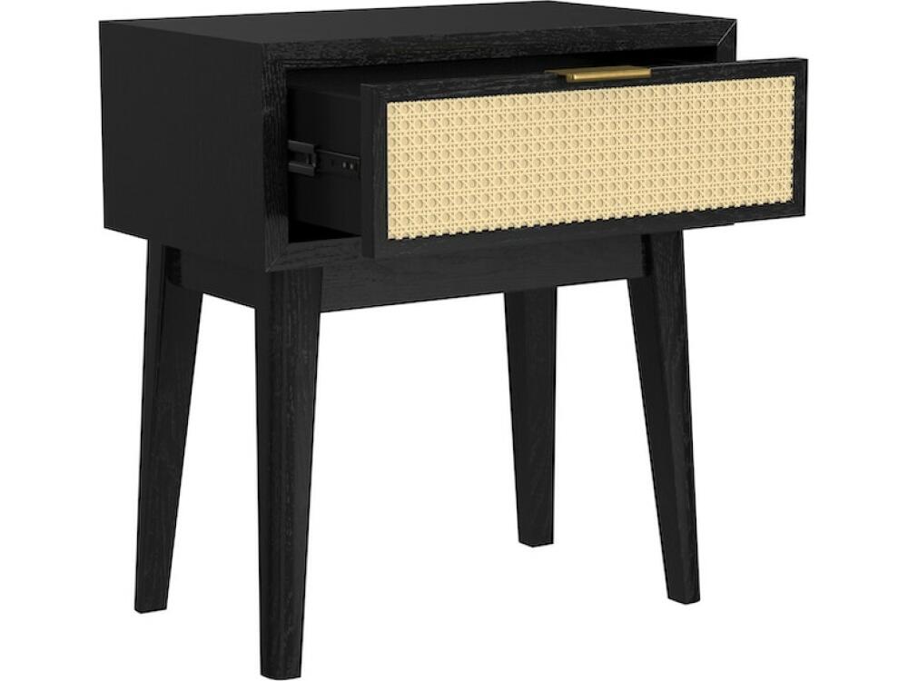 One Drawer Cane Nightstand in Black DS-D314-001-1 - Image 2