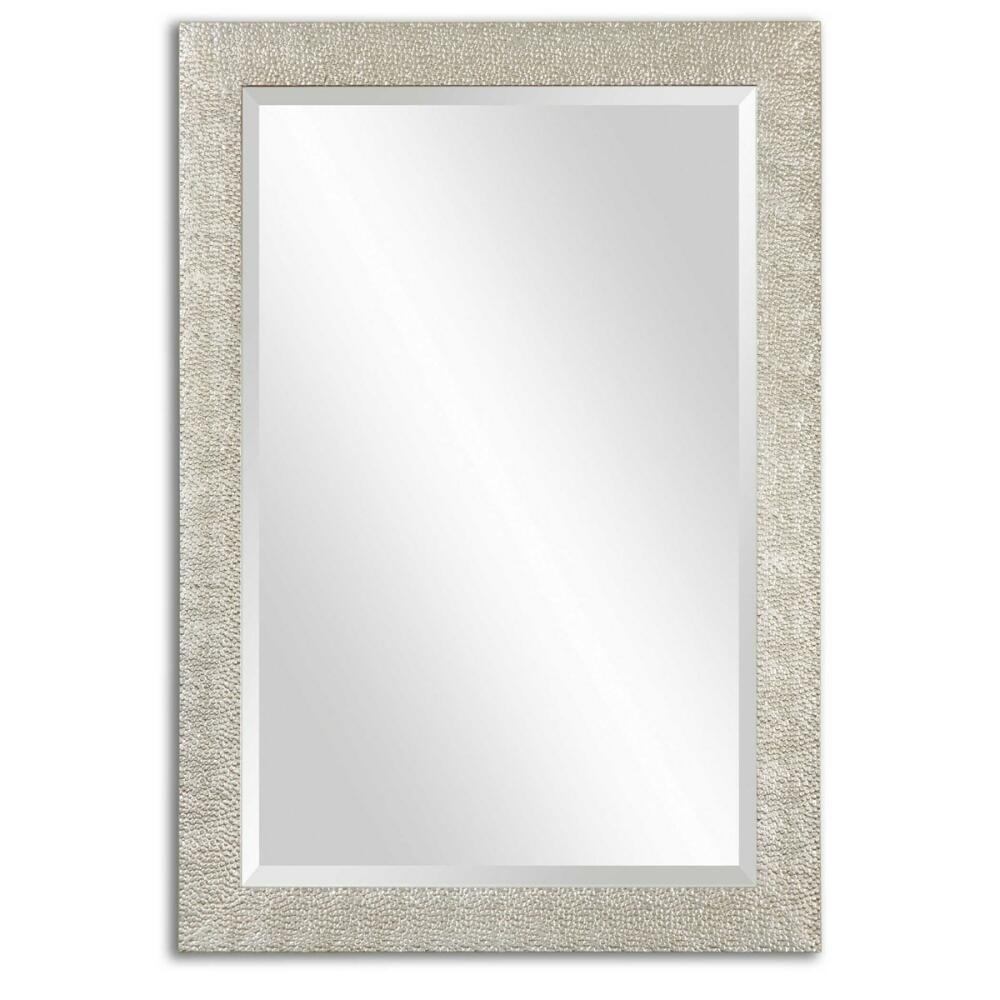 Porcius Antiqued Silver Textured Frame Wall Mirror - Image 2