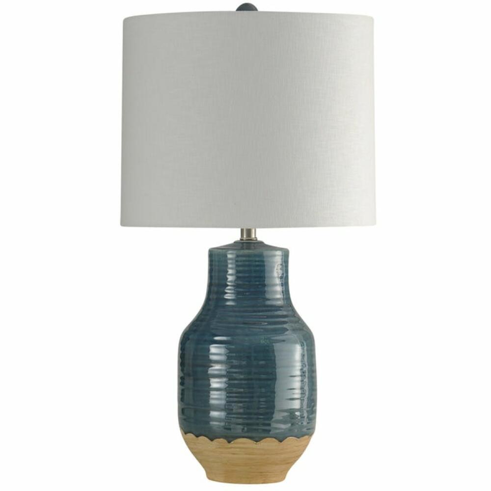 Prova Blue Dipped Ceramic Body Table Lamp with Hardback Shade