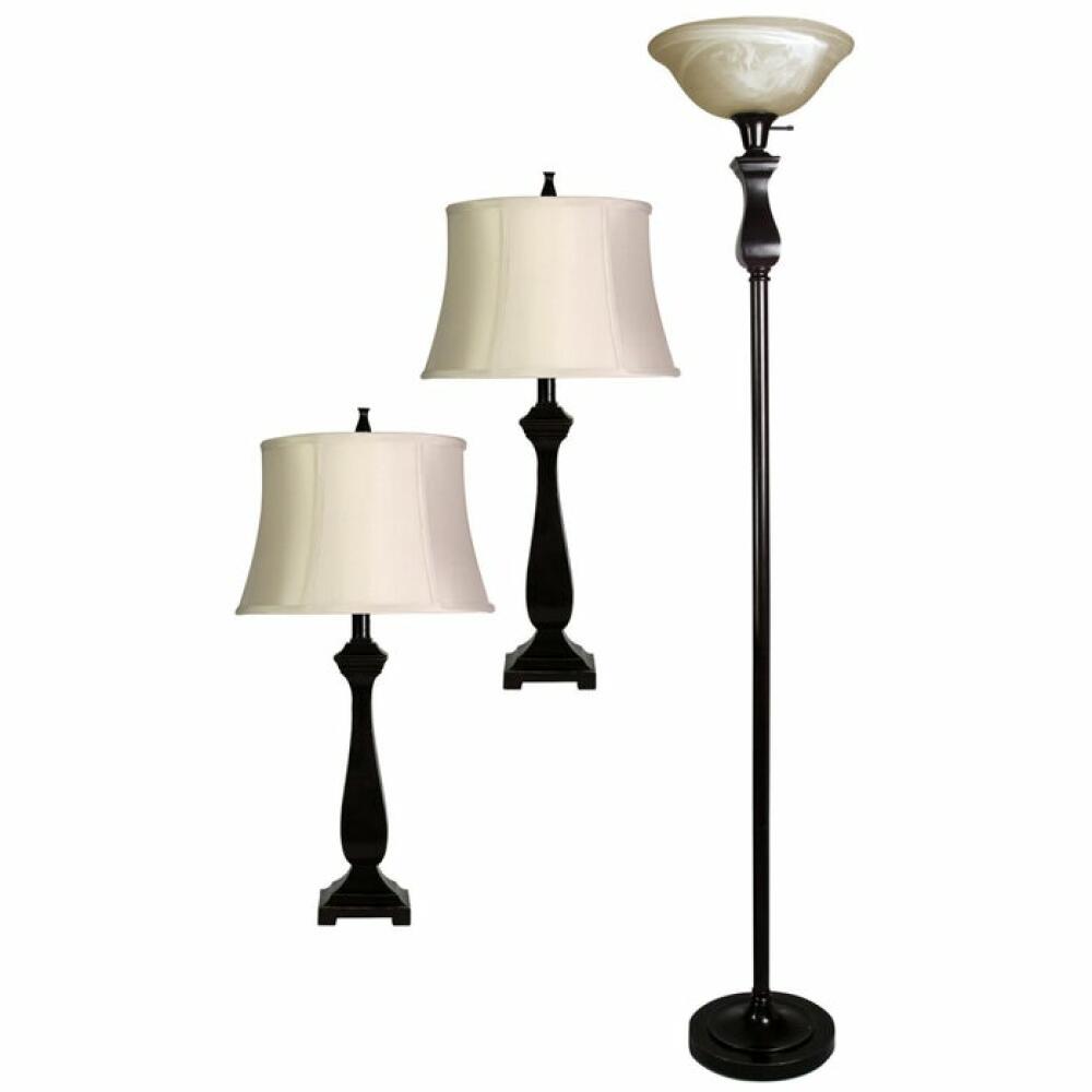 Madison Bronze multi pack set includes 2 table lamps floor lamp Natural linen shades