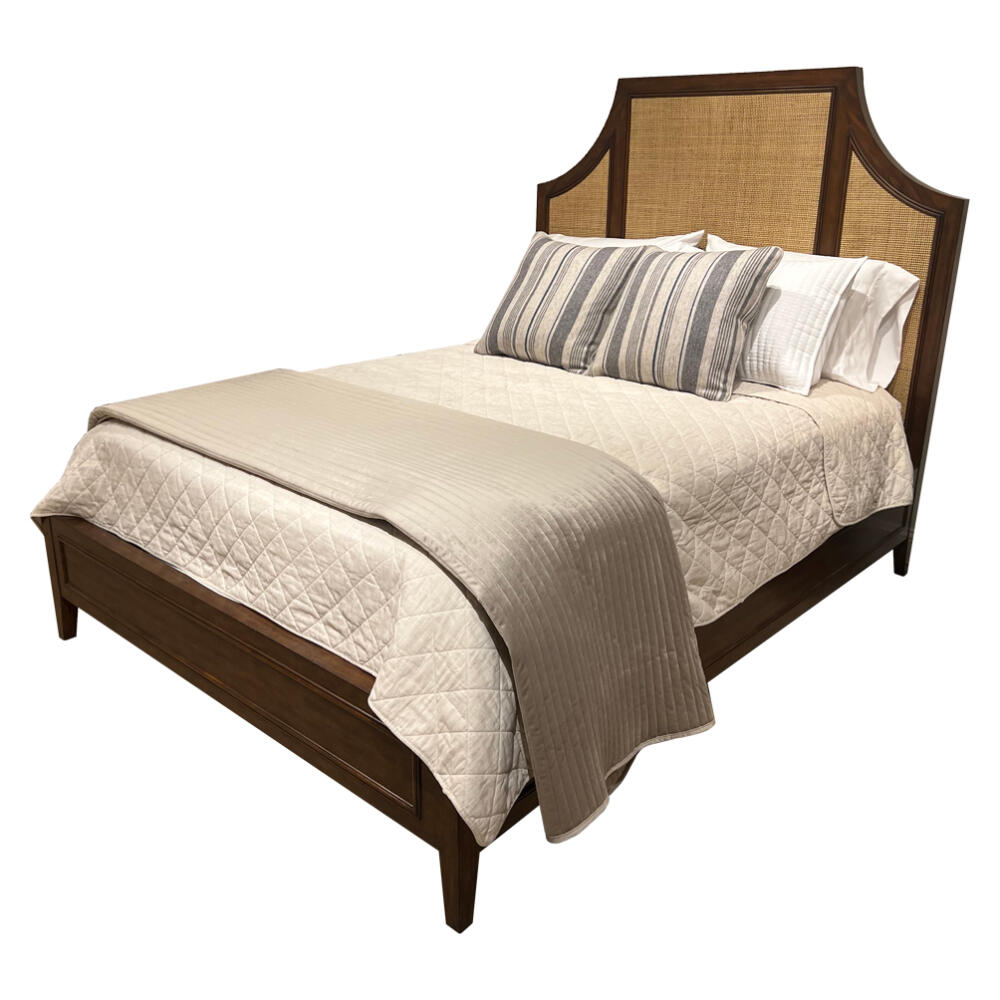 Cane Queen Bed With Bead Trim Panels