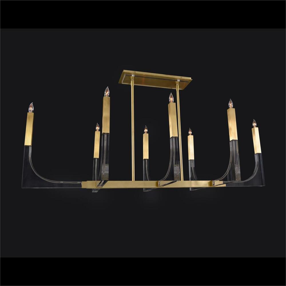 Genesis Acrylic Eight Light Chandelier With Antique Brass