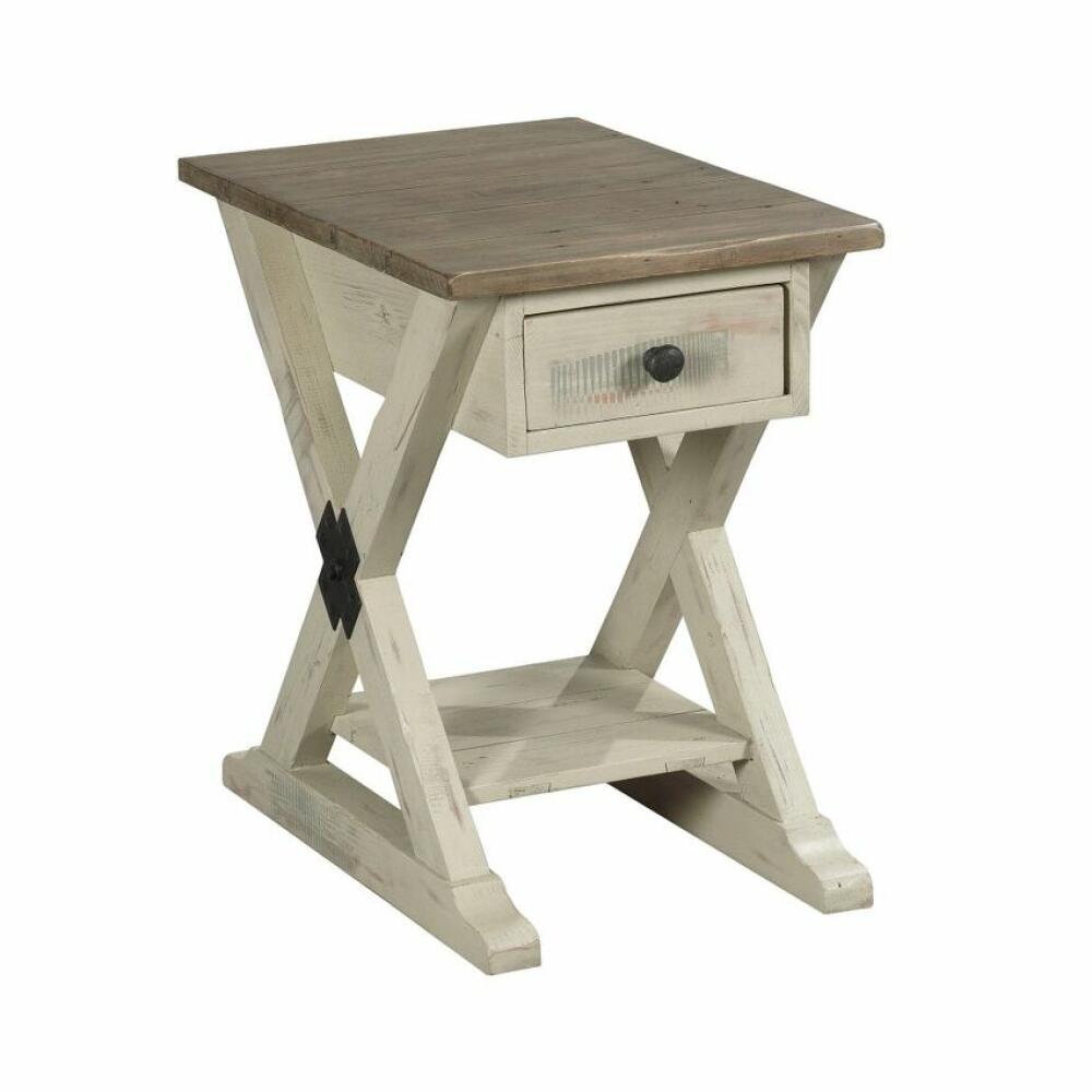 Reclamation Place White Trestle Chairside Table