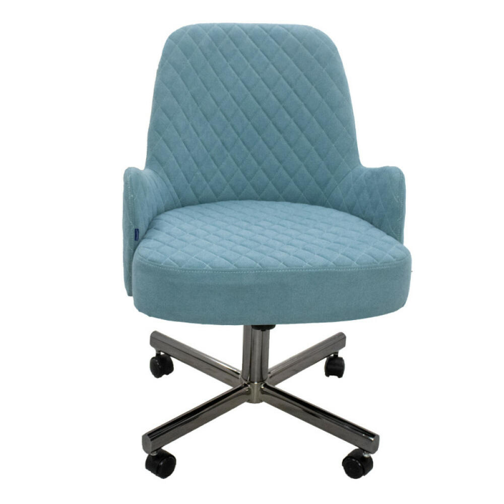 Chromcrfaft Dining Chair with Jessy Aqua Fabric - Image 2