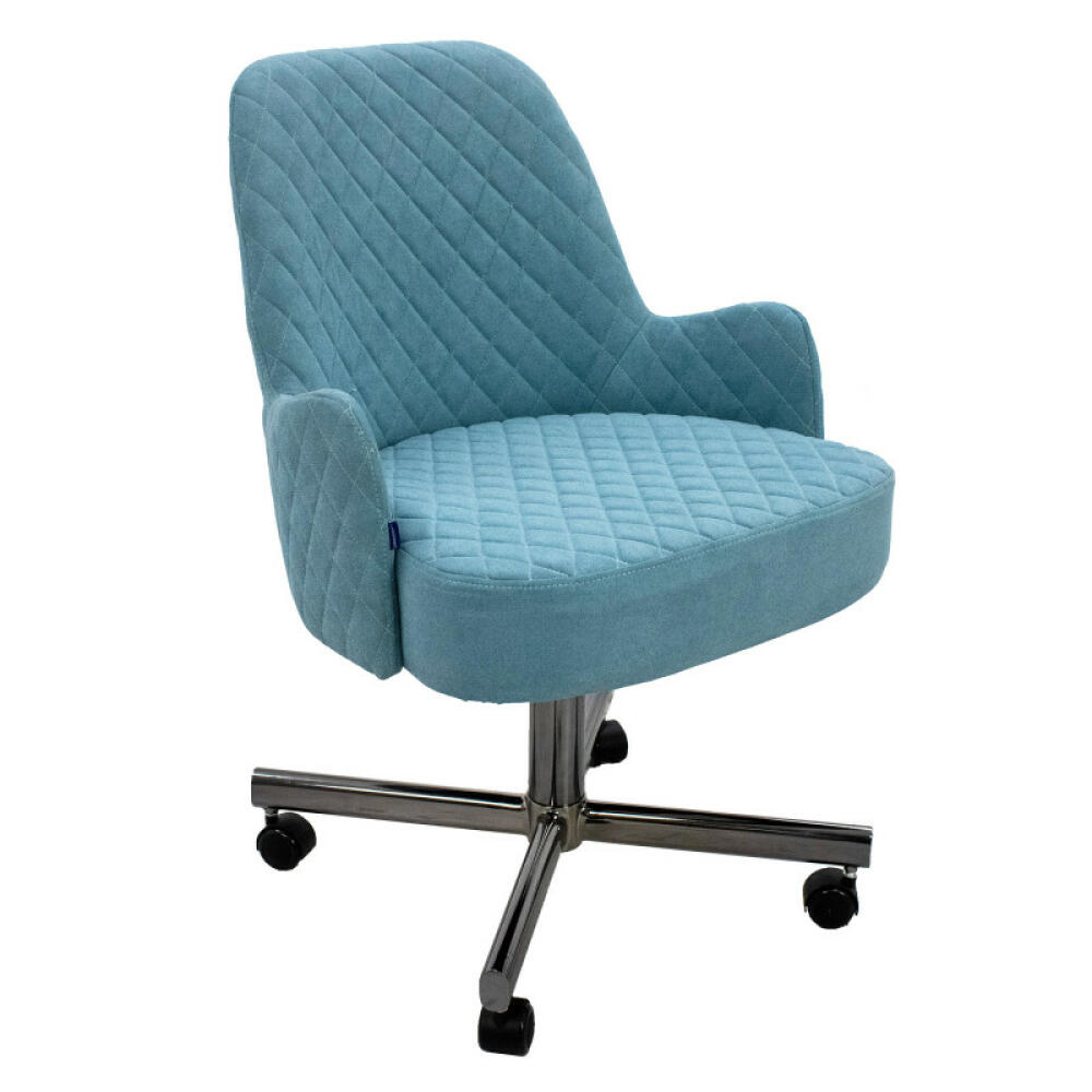 Chromcrfaft Dining Chair with Jessy Aqua Fabric