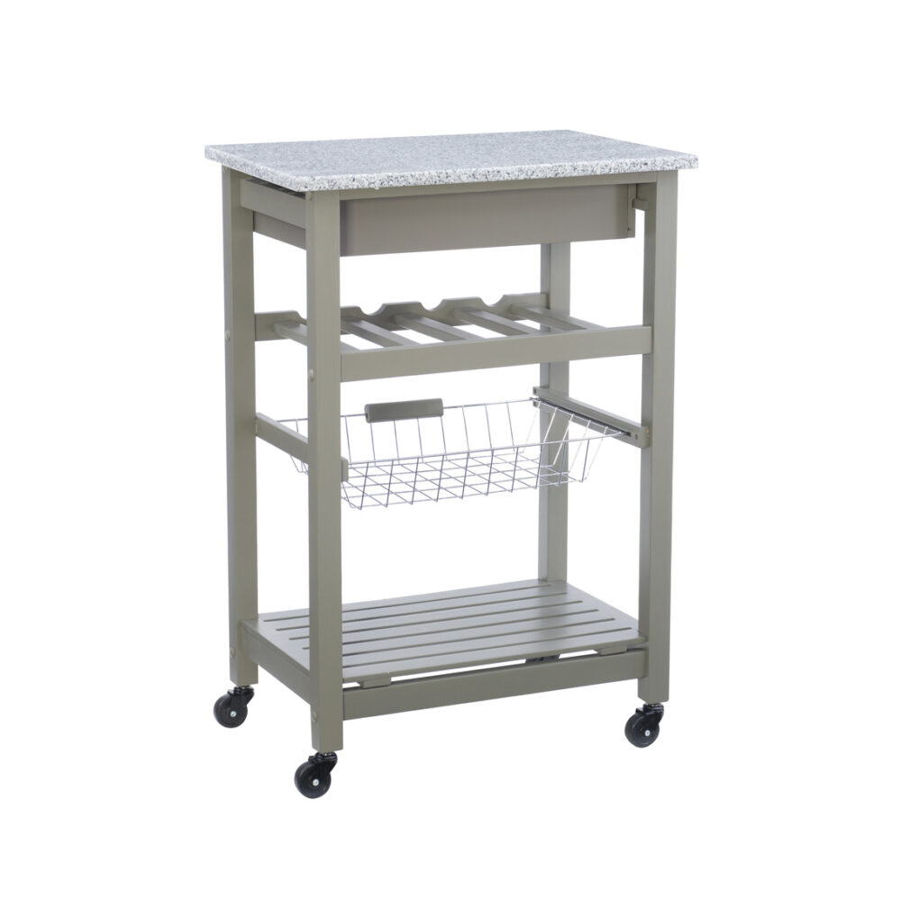 Zoey Grey Kitchen Cart Granite Top - Image 2