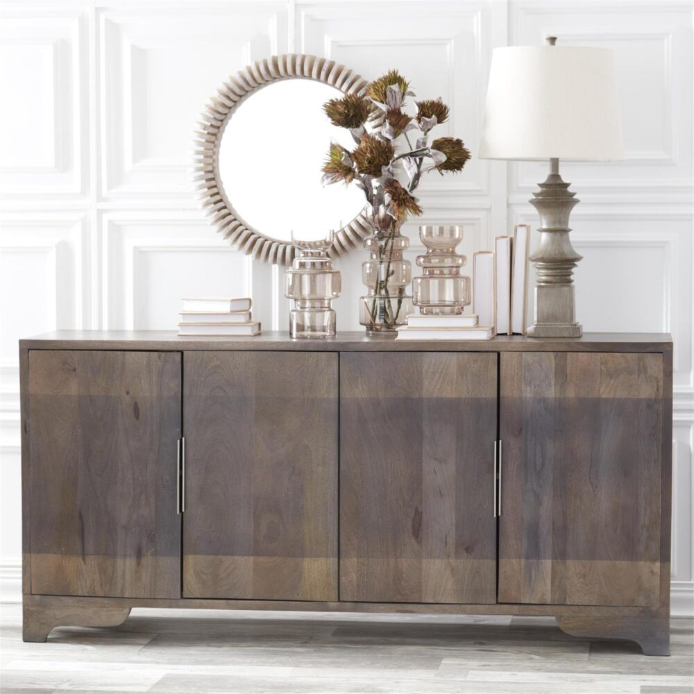 24.25 Inch Round Fir Wood Slat Framed Wall Mirror - Image 2