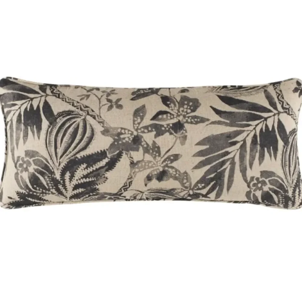 Antigua Linen Black Decorative Pillow Lumbar