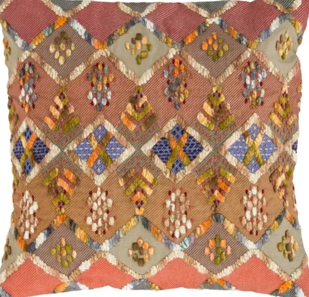 Kenya Embroidered Decorative Pillow Square