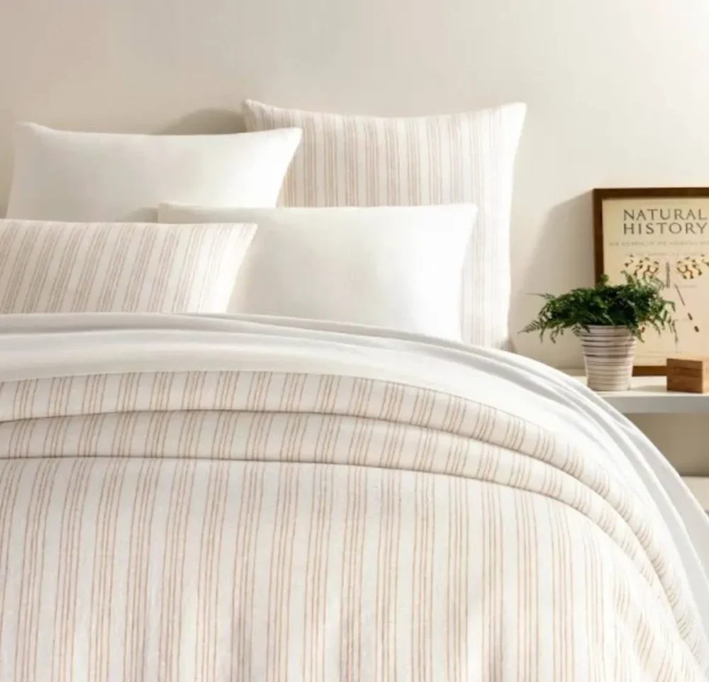 Lush Linen Stripe Camel Duvet Cover King