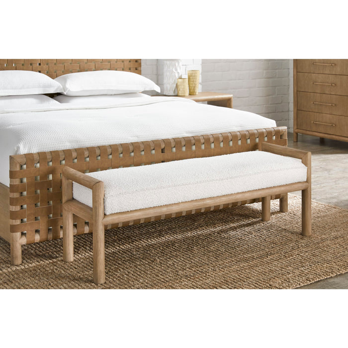 Dorsey Boucle Upholstered Wooden Bench In Granola And Ricotta - Image 2