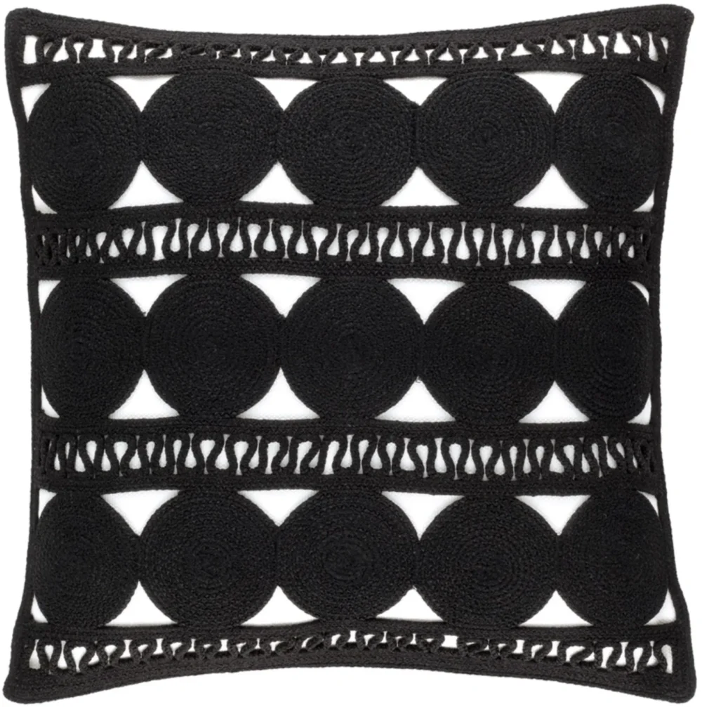 Round Turn Black Indoor/Outdoor Decorative Pillow Cover Square
