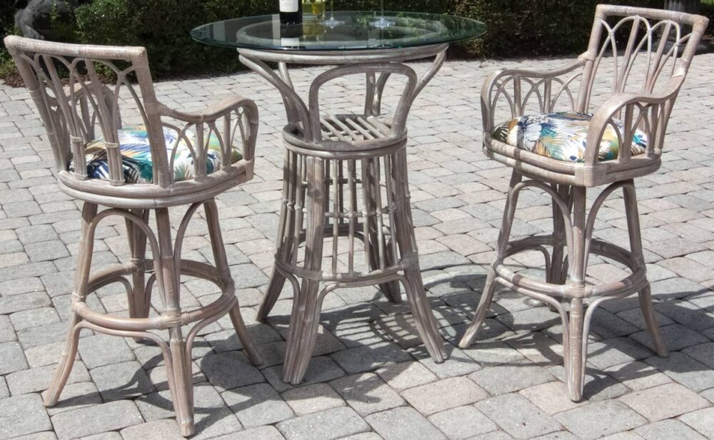Cuba Swivel Barstool with Arm – Rustic Driftwood Finish - Image 2