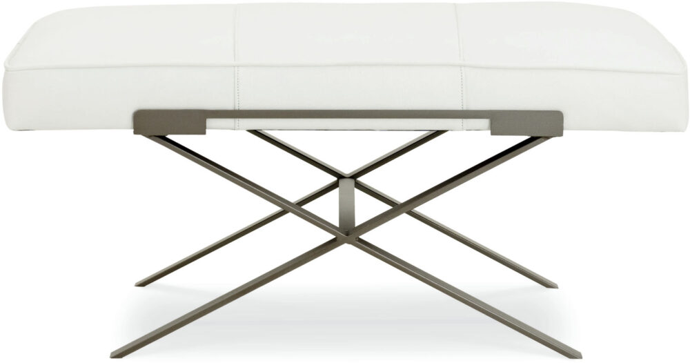 Dasha Large Leather Metal Ottoman - Image 2