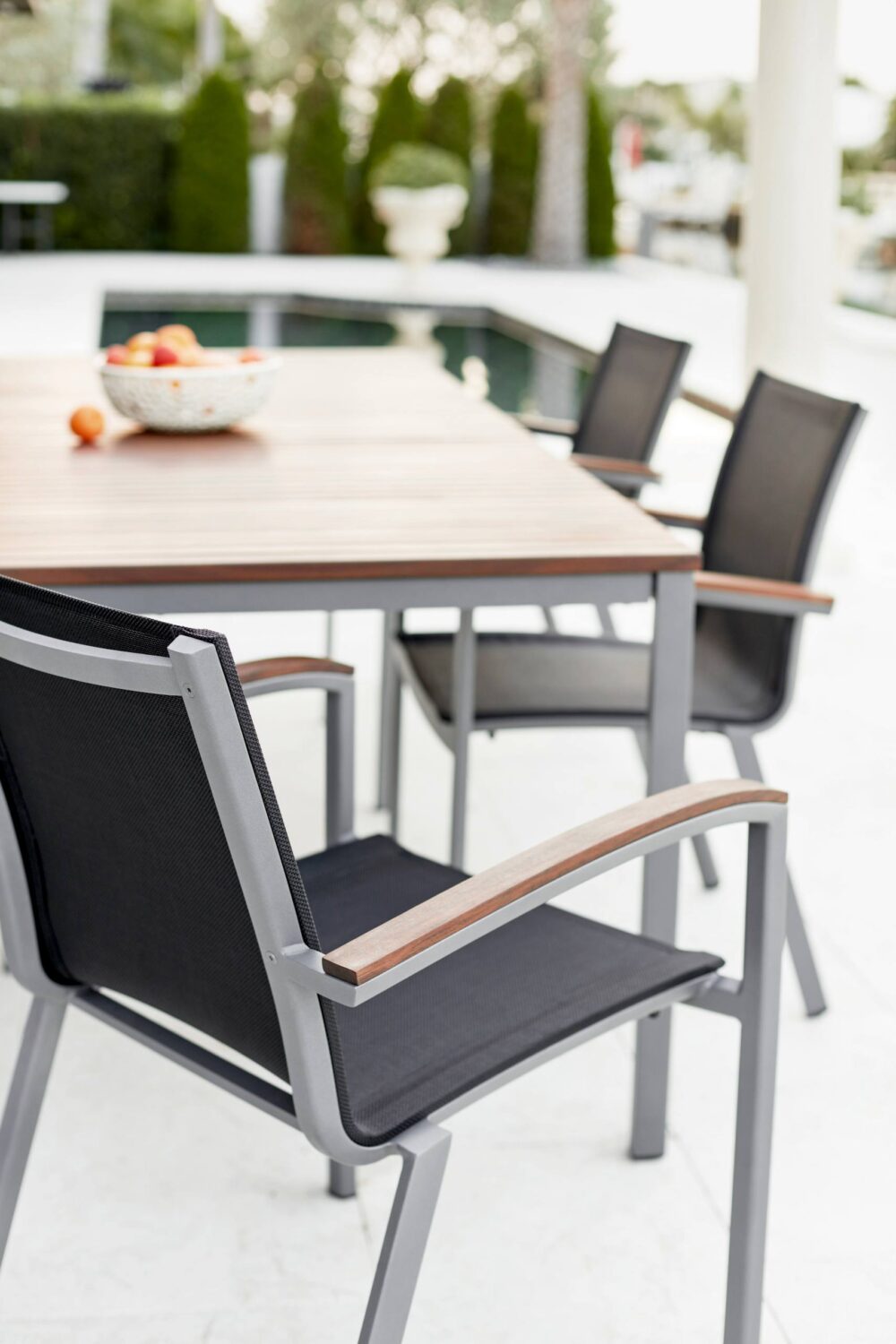 Harmony Gray 86"x40" Rectangular Dining Table w/ Ipe Top - Image 3