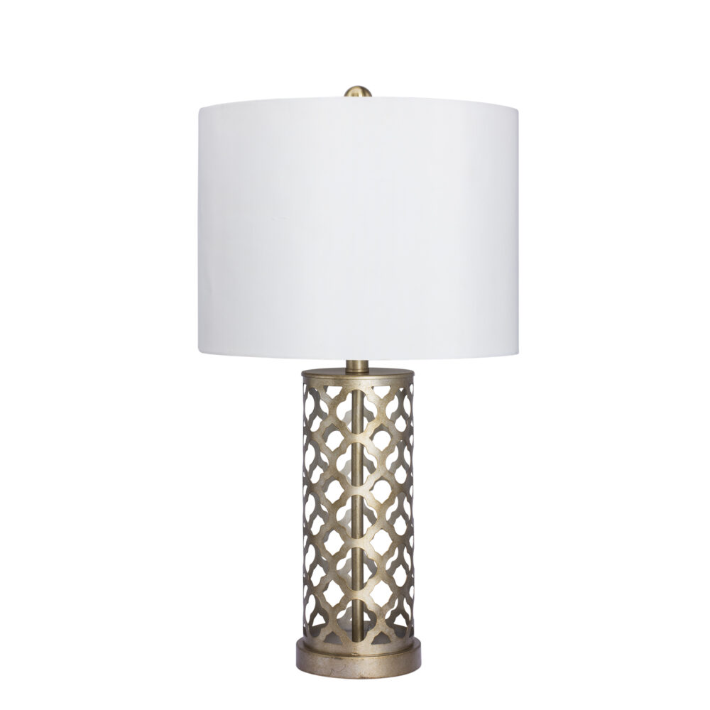 Moroccan Weave Metal Table Lamp in Muted Gold Finish