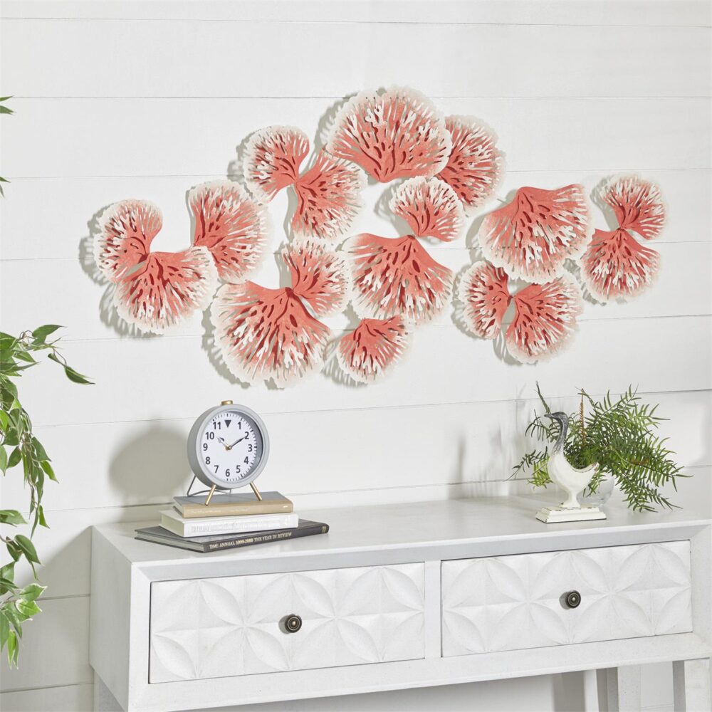 Orange Metal Floral Wall Decor - Image 2