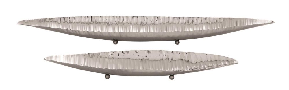 Silver Stainless Steel Metal Decorative Bowl With Hammered Design