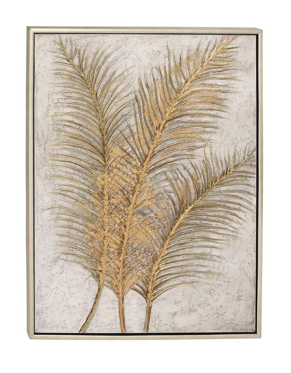 Gold Canvas Leaf Framed Wall Art With Silver Frame