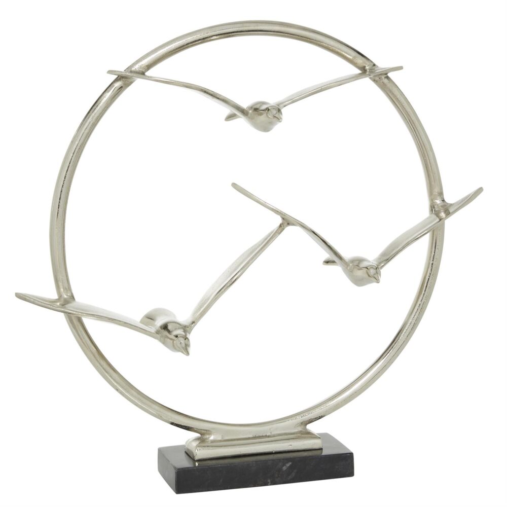 Silver Aluminum Metal Bird Sculpture