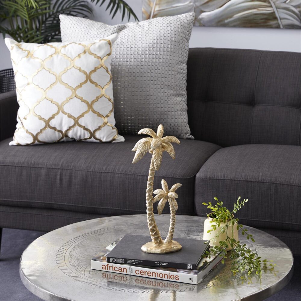 Gold Polyresin Tree Palm Sculpture - Image 2