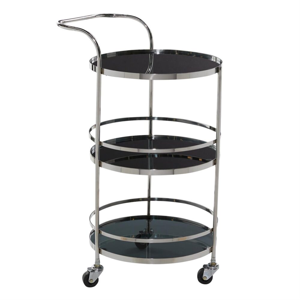 Silver Stainless Steel Contemporary Bar Cart